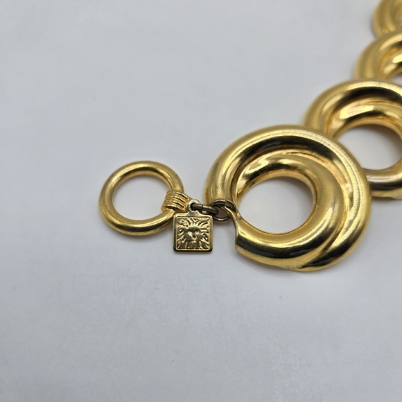 Anne Klein Goldtone Choker Necklace Chunky Statement Mobwife Mogul 1980s Vintage - Picture 6 of 7